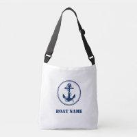 Ihr Name für Ihr Boot Cross Body Tasche Rope & Anc