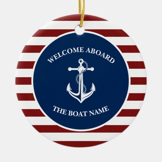 Ihr Name für Ihr Schiff Keramik Ornament (Vorne)