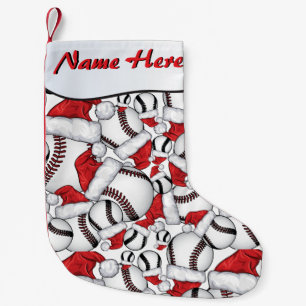 IHR NAME HIER - Baseballs und Weihnachtsmannmützen Kleiner Weihnachtsstrumpf