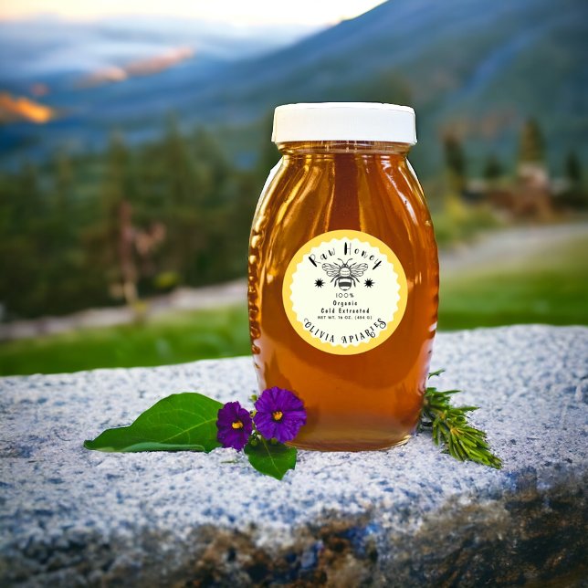 Ihr Name hier Custom Editable Minimal Honey Jar Runder Aufkleber (Von Creator hochgeladen)