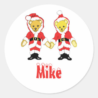 Ihr Name hier! Custom Letter M Teddy Bear Santas Runder Aufkleber