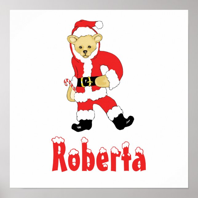 Ihr Name hier! Custom Letter R Teddy Bear Santas Poster (Vorne)