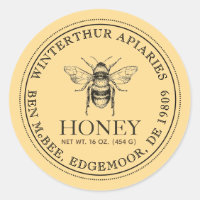 Ihr Name hier Editable White Honey Jar Bee Label