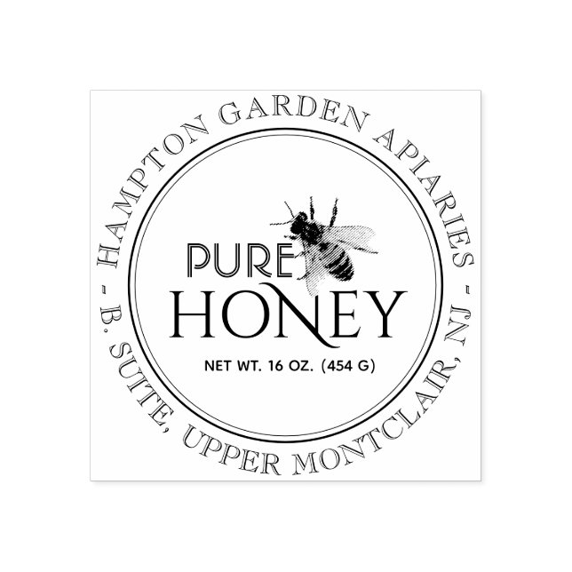 Ihr Name hier ist bearbeitbar Honey Jar Label Brie Gummistempel (Prägung)