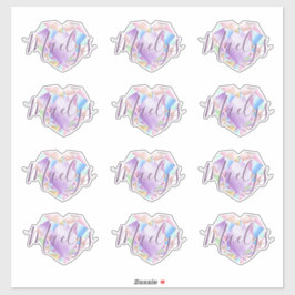 Ihr Name hier Niedlich Pastel Rainbow Heart Diamon Aufkleber