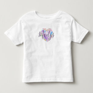 Ihr Name hier Niedlich Pastel Rainbow Heart Diamon Kleinkind T-shirt
