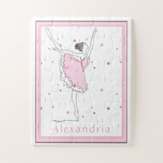 Ihr Name hier Pink Ballerina Polka Dot Puzzle