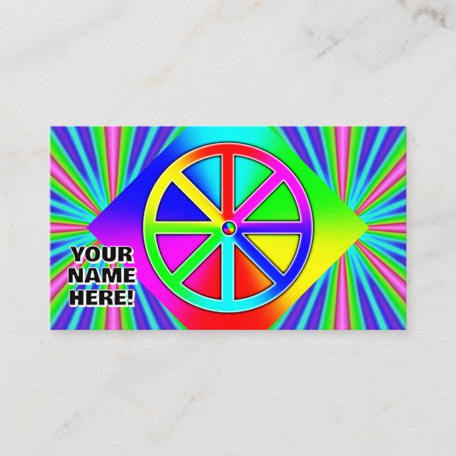 IHR NAME HIER! Rainbow Wheel (Sie können Wörter hi Visitenkarte (Vorderseite)