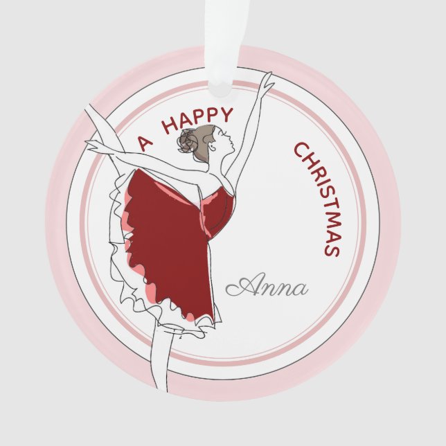 Ihr Name hier Red Ballerina Weihnachtsmann Ornament (Vorderseite)