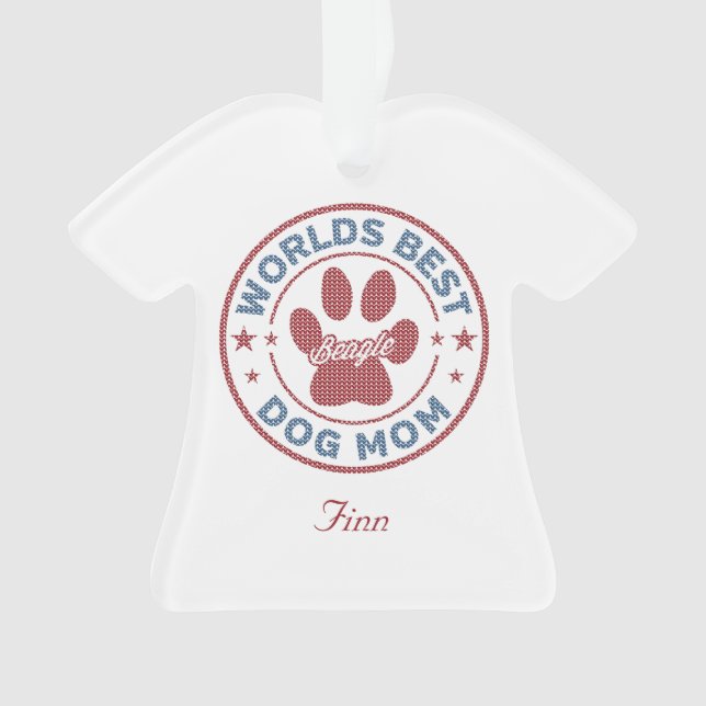 Ihr Name Hund Mama Beagle Ugly Sweater Ornament (Vorderseite)