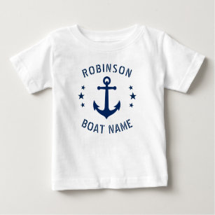 Ihr Name & Ihr Boot Vintag Ankerstars Blau & Weiß Baby T-shirt