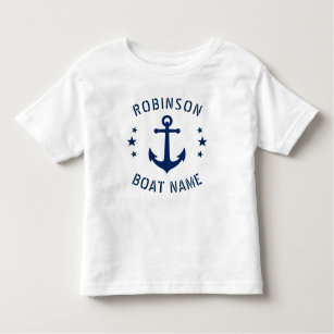Ihr Name & Ihr Boot Vintag Ankerstars Blau & Weiß Kleinkind T-shirt