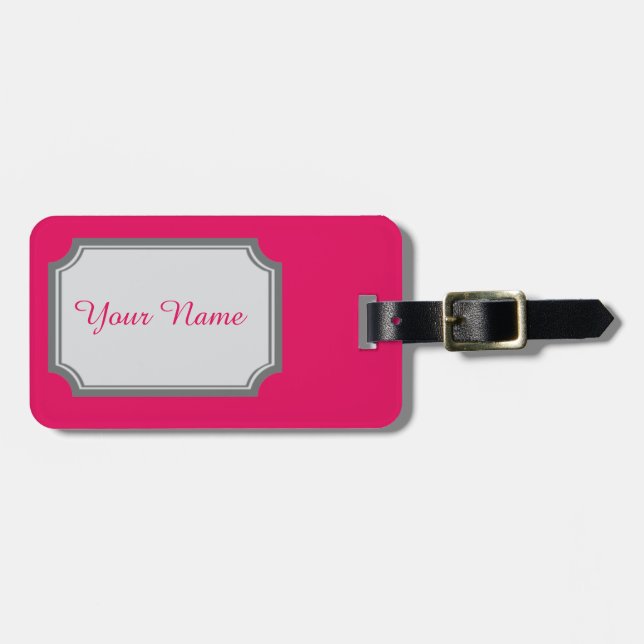 Ihr Name in der Himbeerfarbe Gepäckanhänger (Vorderseite horizontal)