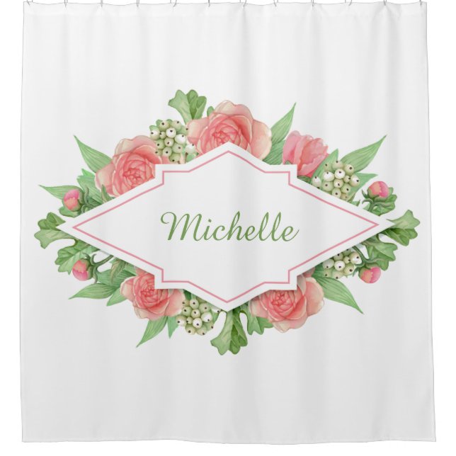 Ihr Name in einer Blume Frame Dusche Vorhang (Vorderseite)