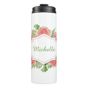 Ihr Name in einer Blume Rahmen benutzerdefiniert t Thermosbecher