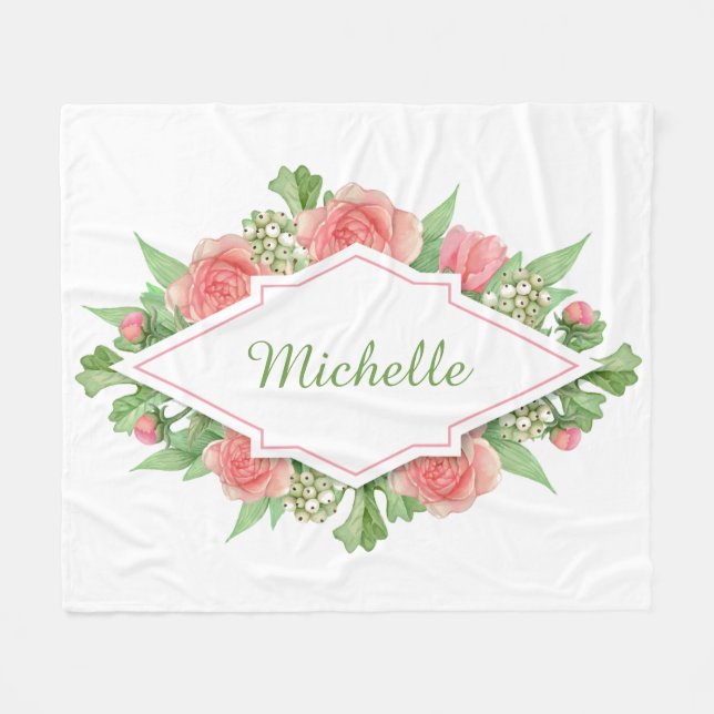 Ihr Name in einer Blume Rahmen Decke (Vorderseite (Horizontal))