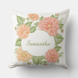 Ihr Name in einer Blume Rahmen werfen Kissen