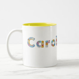 Ihr Name in künstlerischen Blumenbriefen / Carol Zweifarbige Tasse