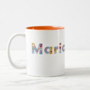 Ihr Name in künstlerischen Blumenbriefen / Maria Zweifarbige Tasse