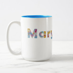 Ihr Name in künstlerischen Blumenbriefen / Mary Tw Zweifarbige Tasse