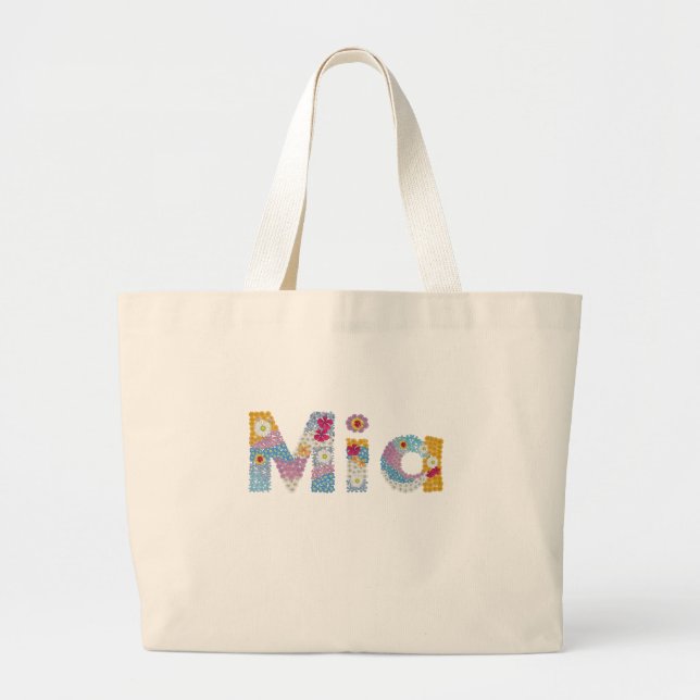 Ihr Name in künstlerischen Blumenbriefen / Mia Jumbo Stoffbeutel (Vorne)