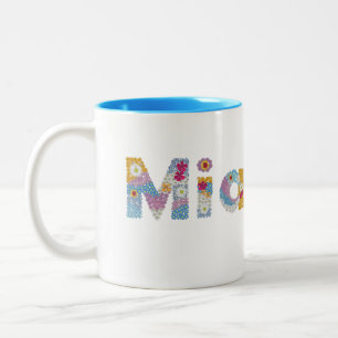 Ihr Name in künstlerischen Blumenbriefen / Mia Zweifarbige Tasse