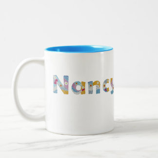 Ihr Name in künstlerischen Blumenbriefen / Nancy Zweifarbige Tasse
