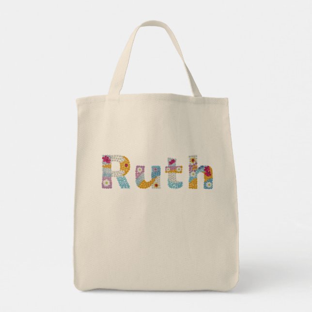 Ihr Name in künstlerischen Blumenbriefen / Ruth To Tragetasche (Rückseite)