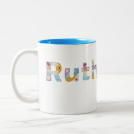 Ihr Name in künstlerischen Blumenbriefen / Ruth Zweifarbige Tasse