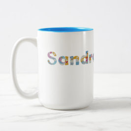 Ihr Name in künstlerischen Blumenbriefen / Sandra  Zweifarbige Tasse