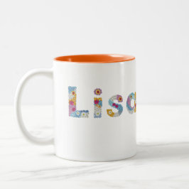 Ihr Name in künstlerischen Blumenschreiben / Lisa Zweifarbige Tasse