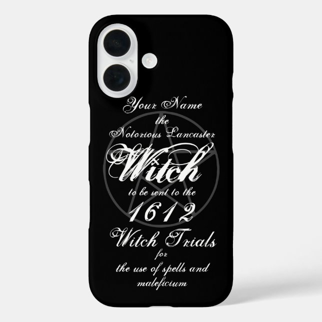 Ihr Name in notorischen Hexenprozessen schwarz iPhone 16 Hülle (Rückseite)