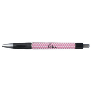 Ihr Name in rosa und weiße Punkte trendy Muster Kugelschreiber
