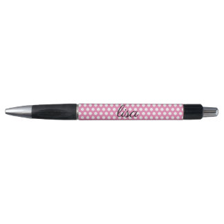 Ihr Name in rosa und weiße Punkte trendy Muster Kugelschreiber