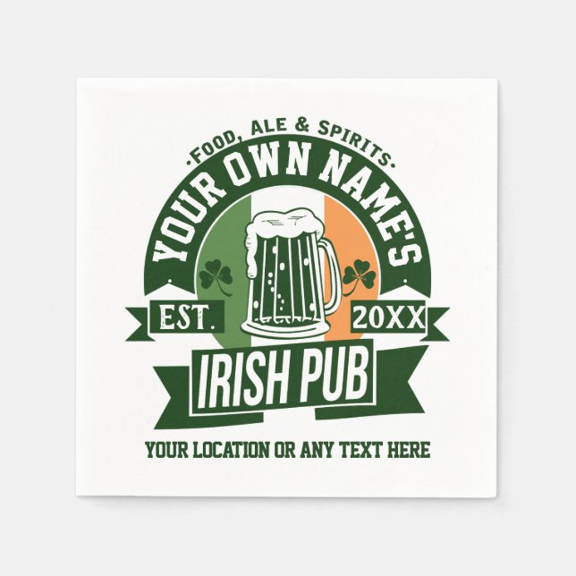 Ihr Name Irish Pub | Persönlicher St. Patrick's Da Serviette (Vorderseite)