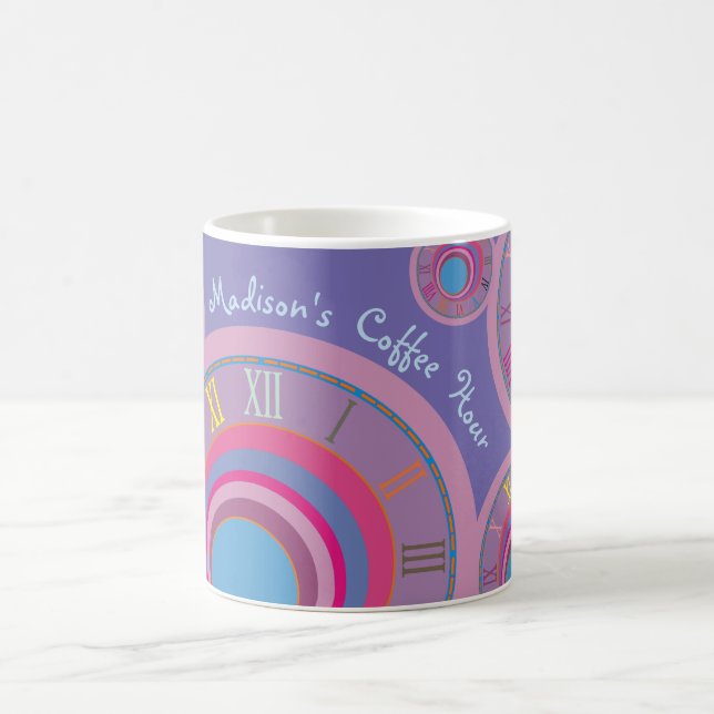 Ihr Name Kaffee Stunde römische Zahlen farbenfroh Kaffeetasse (Mittel)