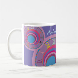 Ihr Name Kaffee Stunde römische Zahlen farbenfroh Kaffeetasse