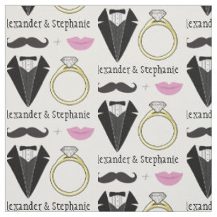 Ihr Name Lips Mustache Ring Tuxedo Hochzeit Stoff