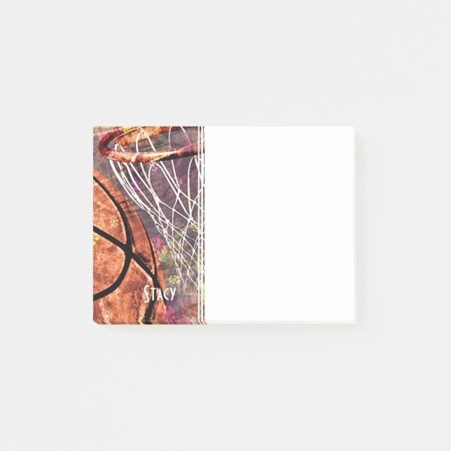Ihr Name Mädchen Basketball Post-it Klebezettel (Vorderseite)
