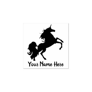 Ihr Name Majestic Unicorn Black Silhouette Gummistempel