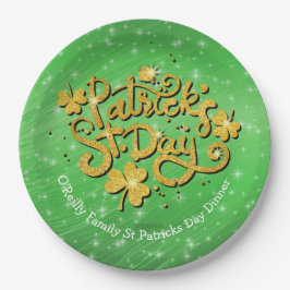 Ihr Name Message St Patricks Day Gold Kleeblatt Pappteller