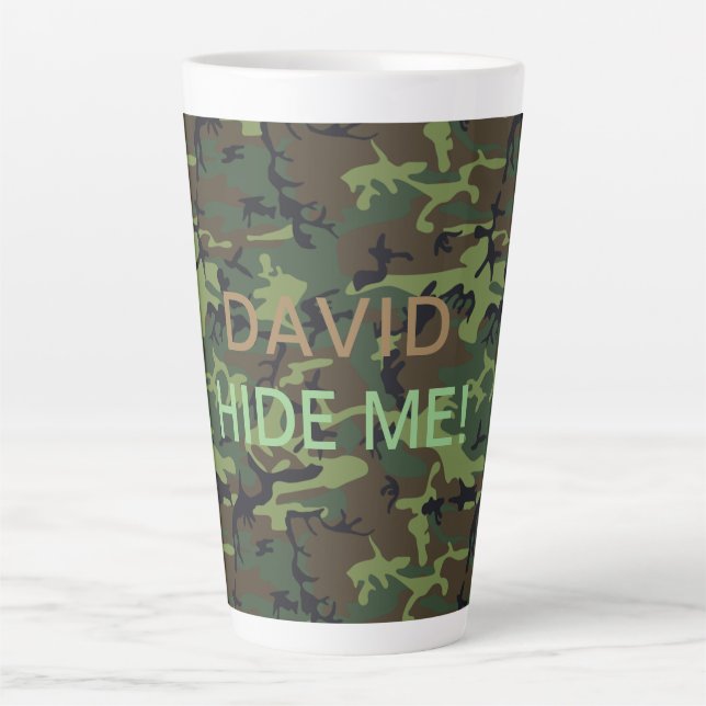 Ihr Name Militärische grüne Camouflage verborgen m Milchtasse (Vorderseite)