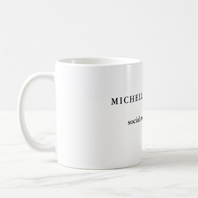 Ihr Name Minimalistische Berufliche Social Media Kaffeetasse (Links)