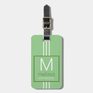 Ihr Name Monogram Modern Salin Green Gepäckanhänger