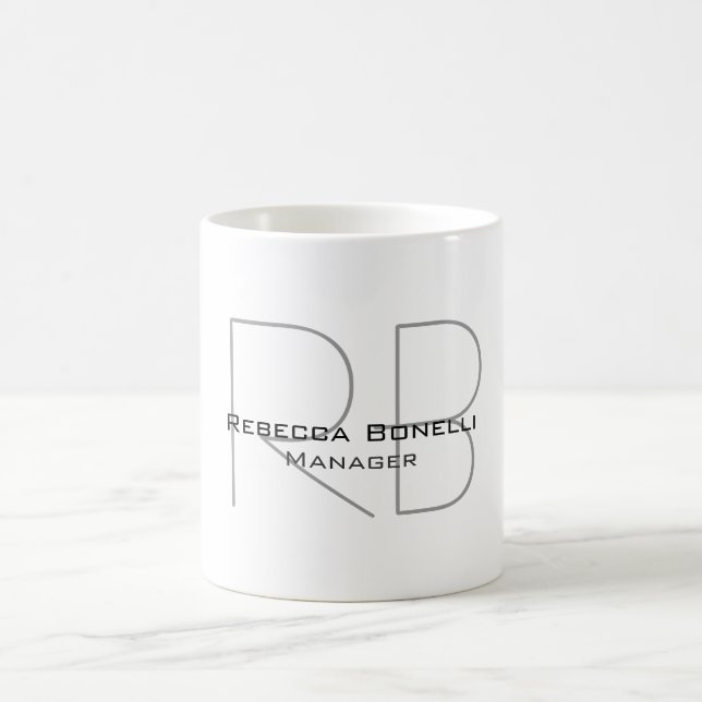 Ihr Name Monogram Your Title Modern Kaffeetasse (Mittel)