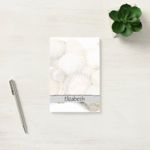 Ihr Name - Muscheln, Cockleshells - Braun weiß Post-it Klebezettel