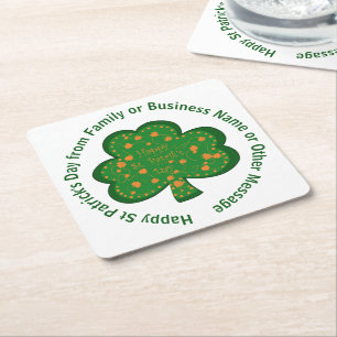 Ihr Name Nachricht St Patricks Day Green Kleeblatt Rechteckiger Pappuntersetzer