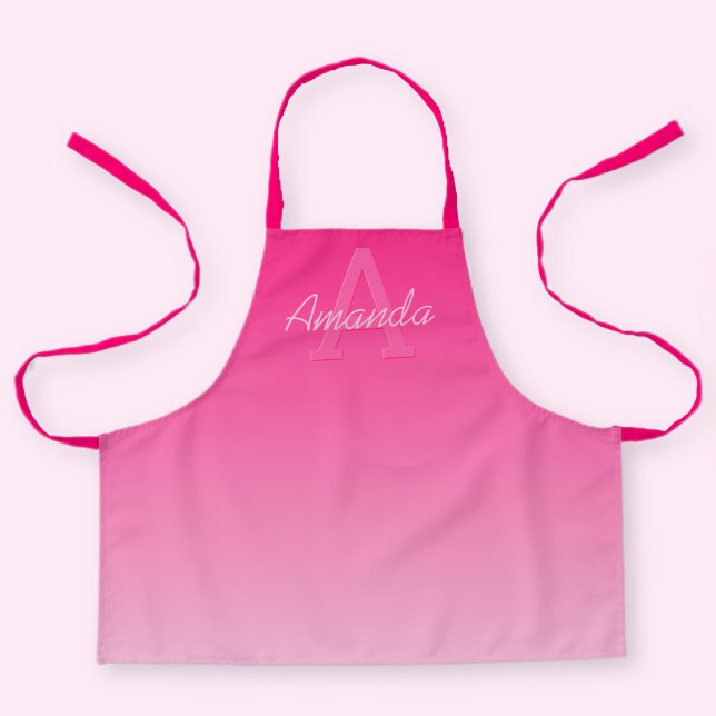 Ihr Name Niedlich anpassbar Rosa Ombre & Monogram Schürze (Von Creator hochgeladen)