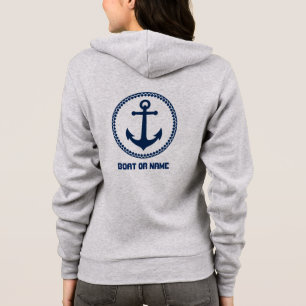 Ihr Name oder Boot Nautical Sea Anchor Blue Grau Hoodie