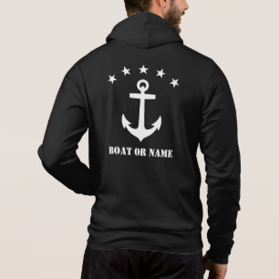 Ihr Name oder Bootname Klassischer Anker Schwarz-w Hoodie